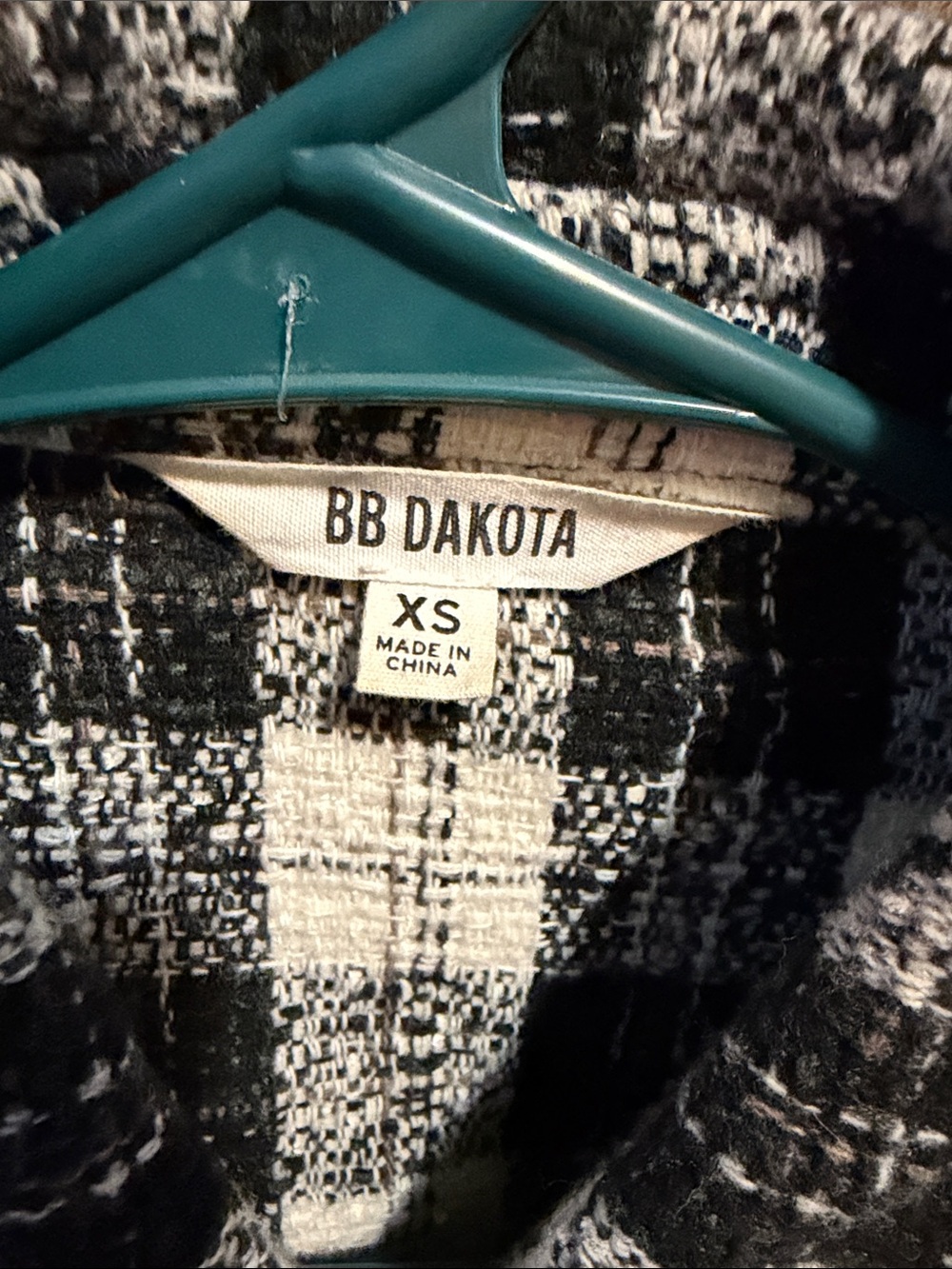 BB Dakota Black and White Plaid Tweed Shacket - Picture 2 of 8